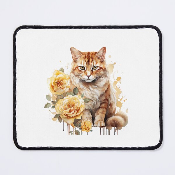 Item preview, Golden Rose Cat | Elegant Floral Aesthetic Art designed and sold by Mandayartstudio.