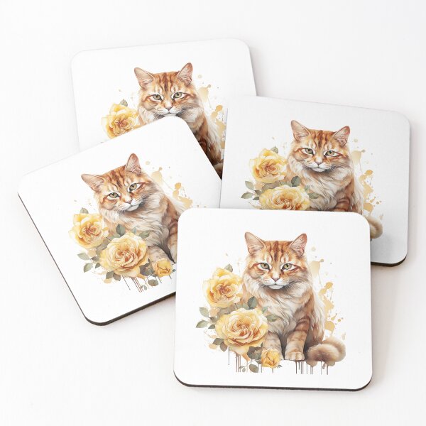 Item preview, Golden Rose Cat | Elegant Floral Aesthetic Art designed and sold by Mandayartstudio.