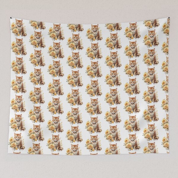 Item preview, Golden Rose Cat | Elegant Floral Aesthetic Art designed and sold by Mandayartstudio.