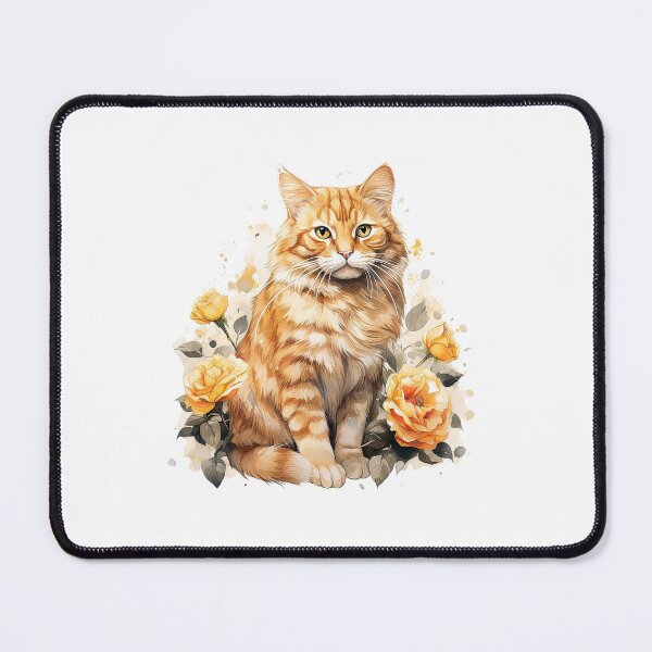 Item preview, Golden Rose Cat | Elegant Floral Aesthetic Art designed and sold by Mandayartstudio.