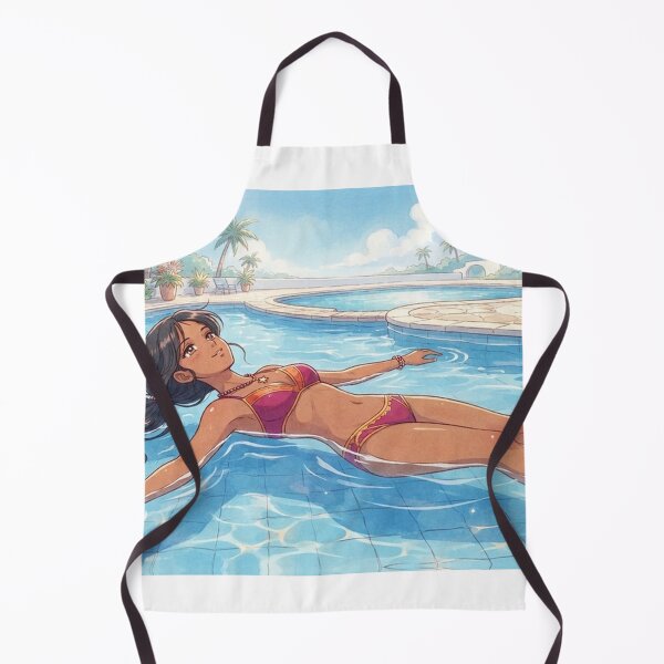 Item preview, Anime Indian Girl Floating in Pool Watercolor Art designed and sold by H2Anime.