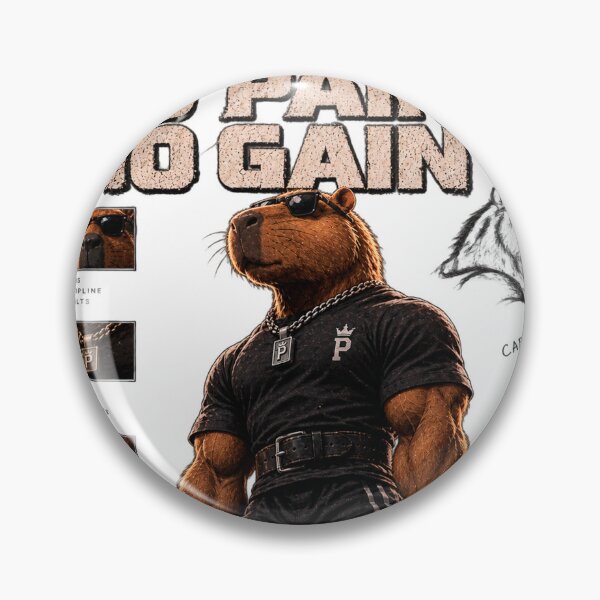 Item preview, No Pain No Gain Capybara Gym Poster Hardcore Fitness Art designed and sold by UrbanLayers.