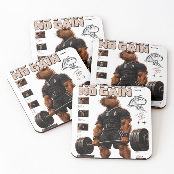 Item preview, No Pain No Gain Capybara Gym Poster Hardcore Fitness Art designed and sold by UrbanLayers.
