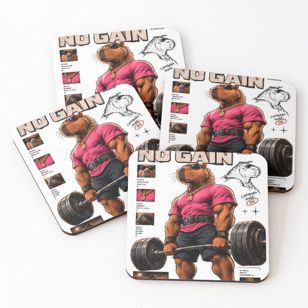 Item preview, No Pain No Gain Muscular Capybara Gym Poster Art designed and sold by UrbanLayers.