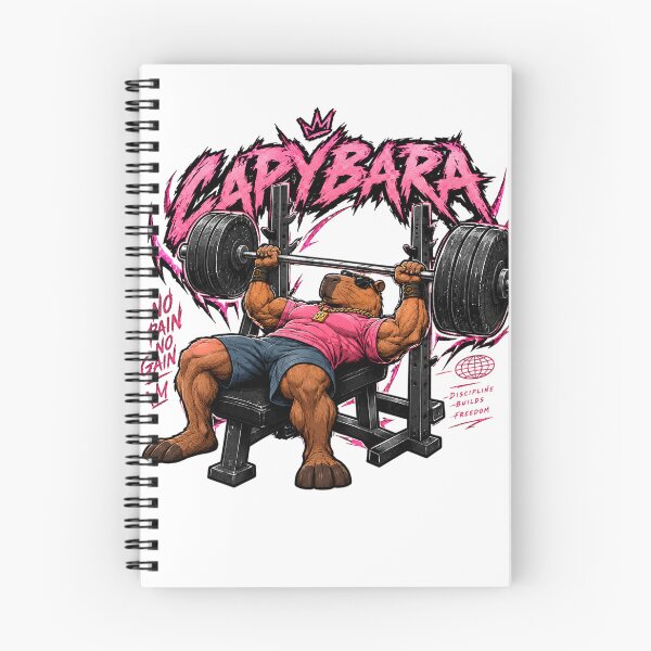 Item preview, Capybara Bench Press Bodybuilding Pink Metal Aesthetic designed and sold by UrbanLayers.
