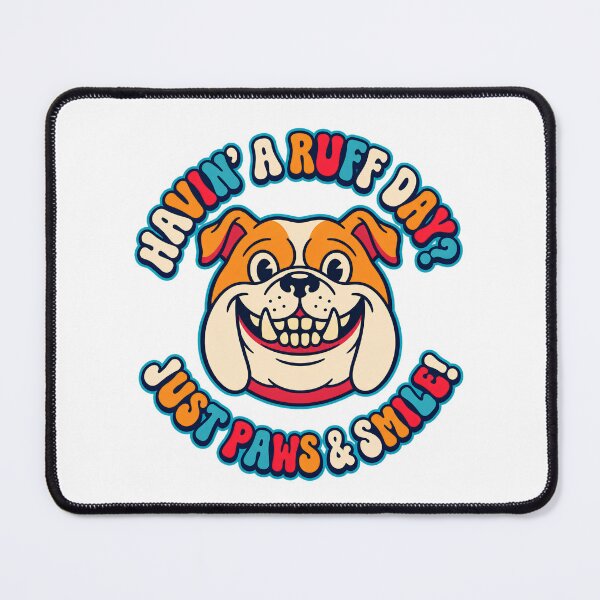Item preview, Funny Bulldog Having A Ruff Day Just Paws And Smile Retro Groovy Dog Face designed and sold by BellabdO.