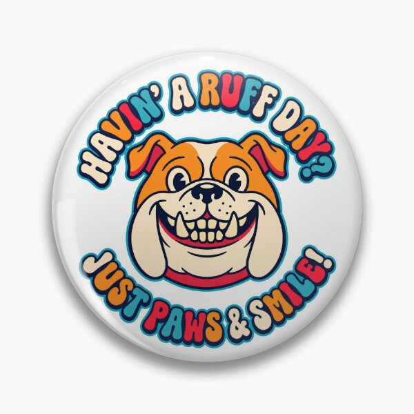 Item preview, Funny Bulldog Having A Ruff Day Just Paws And Smile Retro Groovy Dog Face designed and sold by BellabdO.