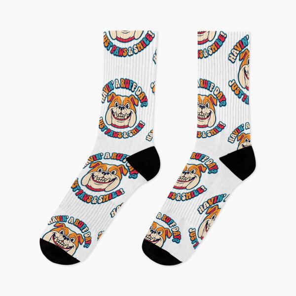 Item preview, Funny Bulldog Having A Ruff Day Just Paws And Smile Retro Groovy Dog Face designed and sold by BellabdO.