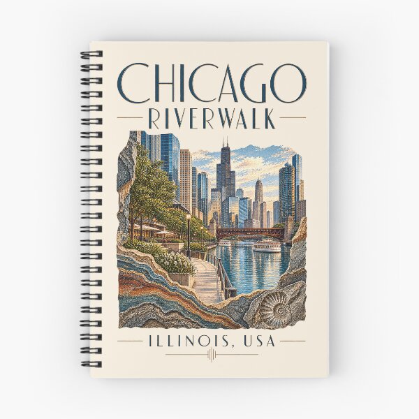 Item preview, Chicago Riverwalk, Chicago, USA [Vintage Illustration] designed and sold by elektronen.