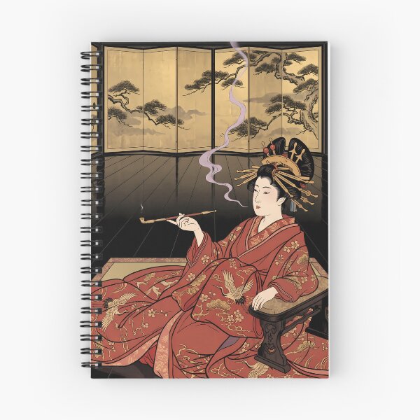Item preview, Oiran Smoking Pipe Beside Gold Screen designed and sold by TokyoUkiyoHouse.