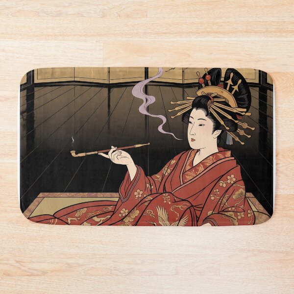 Item preview, Oiran Smoking Pipe Beside Gold Screen designed and sold by TokyoUkiyoHouse.