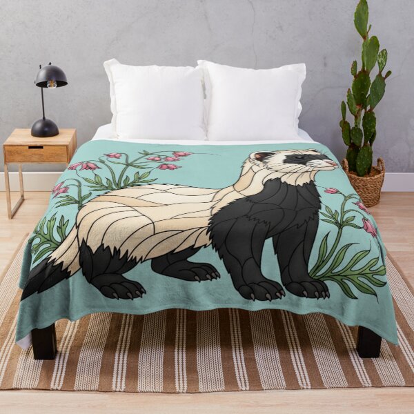 Item preview, Prairie Black-Footed Ferret and Pink Wildflowers designed and sold by BirdsnStuff.