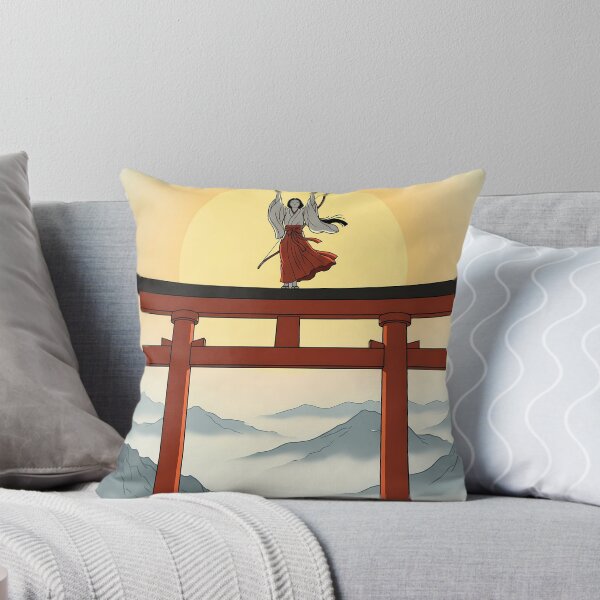 Item preview, Shrine Maiden Atop Torii Gate at Sunrise designed and sold by TokyoUkiyoHouse.