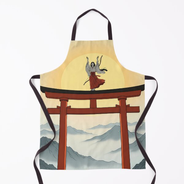 Item preview, Shrine Maiden Atop Torii Gate at Sunrise designed and sold by TokyoUkiyoHouse.