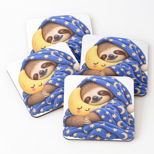 Item preview, Cozy Sleeping Sloth with Moon Pillow designed and sold by TinyWeird.