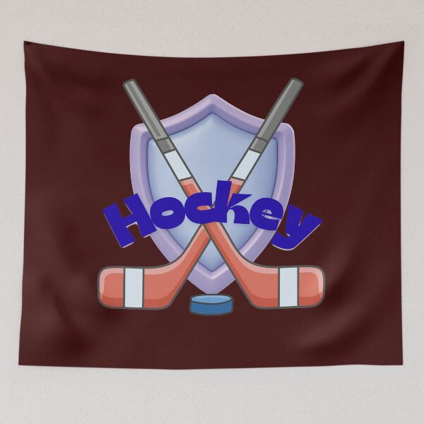Item preview, Vintage Ice Hockey Shield – Hockey Stick, Puck and Helmet Sport Art designed and sold by Evelashop.