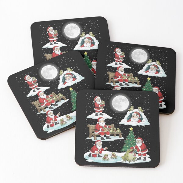 Item preview, Santa Claus and Frogs Whimsical Christmas Winter Scenes designed and sold by MiALopezArt.
