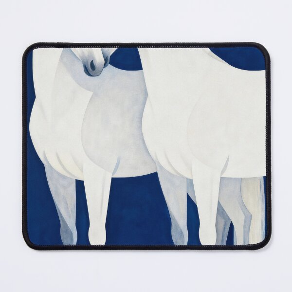 Item preview, Two White Horses Nuzzling Deep Blue Art Deco designed and sold by KAMOCHI Art.