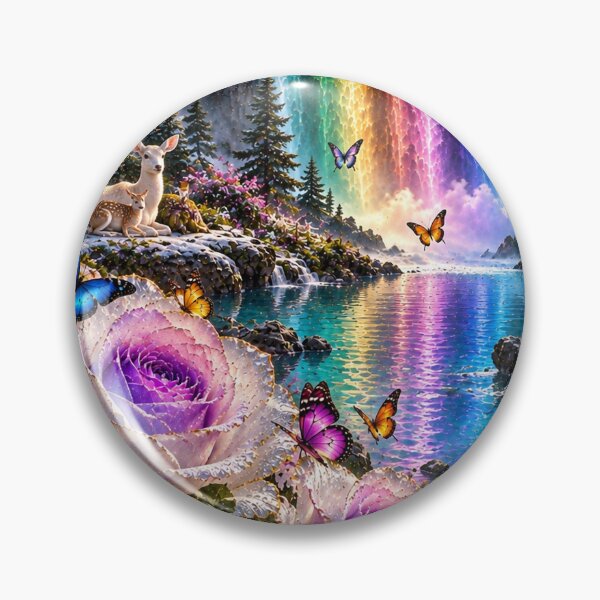 Item preview, Snowy Cabin Aurora Rainbow Waterfall designed and sold by nardreelxz.