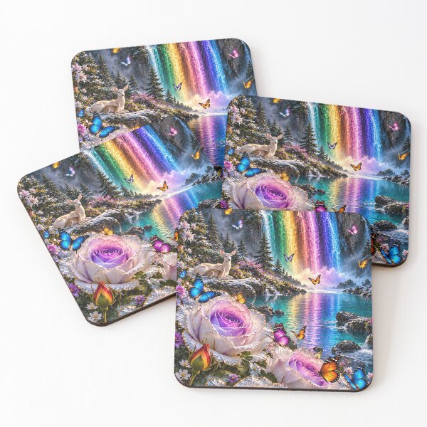 Item preview, Snowy Cabin Aurora Rainbow Waterfall designed and sold by nardreelxz.