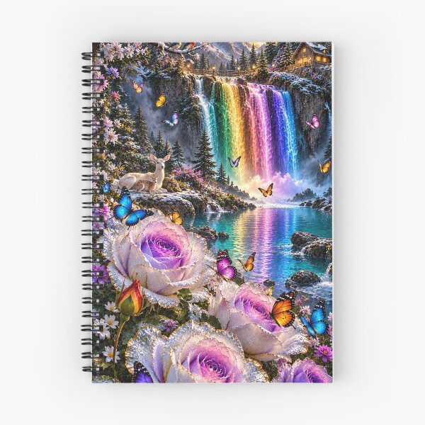 Item preview, Snowy Cabin Aurora Rainbow Waterfall designed and sold by nardreelxz.