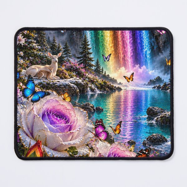 Item preview, Snowy Cabin Aurora Rainbow Waterfall designed and sold by nardreelxz.
