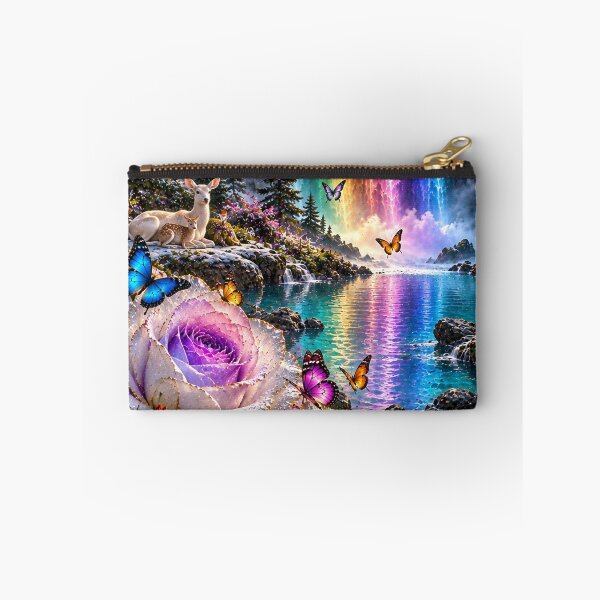 Item preview, Snowy Cabin Aurora Rainbow Waterfall designed and sold by nardreelxz.