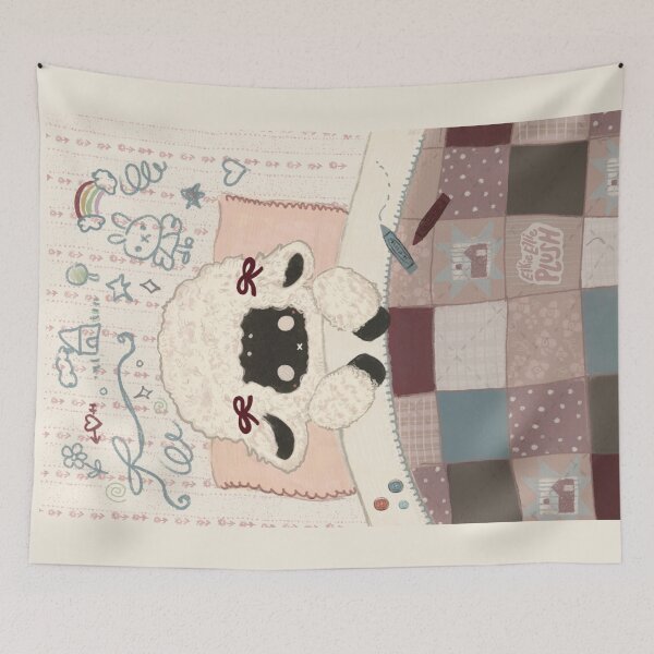 Item preview, Scribbles and sleepy sheep blanket designed and sold by Elkie Ellie Plush.