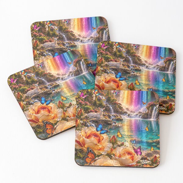 Item preview, Mountain Sunrise Rainbow Waterfall designed and sold by nardreelxz.
