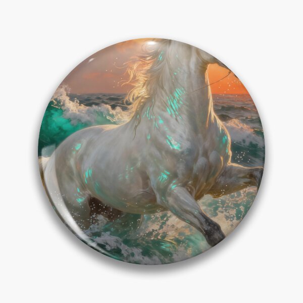 Item preview, White Horse Galloping Through Ocean Waves Sunset designed and sold by KAMOCHI Art.
