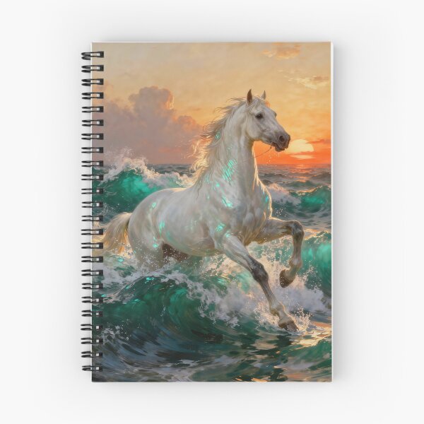 Item preview, White Horse Galloping Through Ocean Waves Sunset designed and sold by KAMOCHI Art.