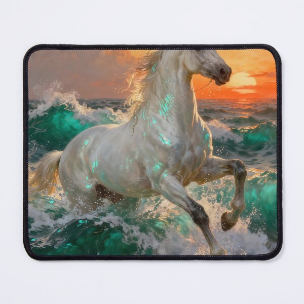 Item preview, White Horse Galloping Through Ocean Waves Sunset designed and sold by KAMOCHI Art.