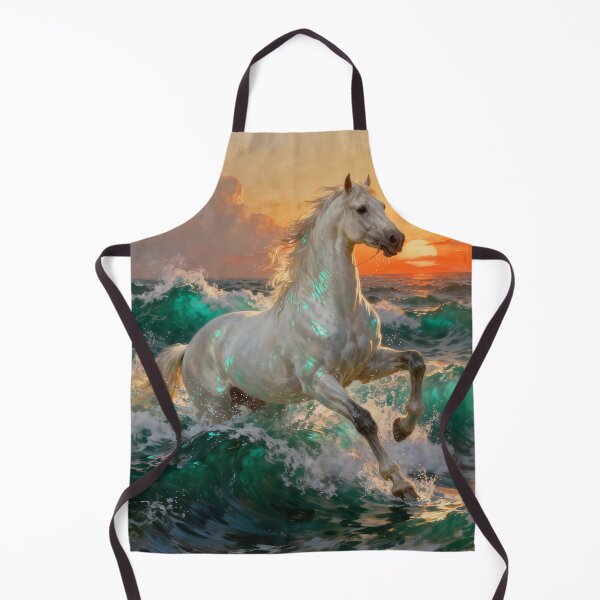 Item preview, White Horse Galloping Through Ocean Waves Sunset designed and sold by KAMOCHI Art.