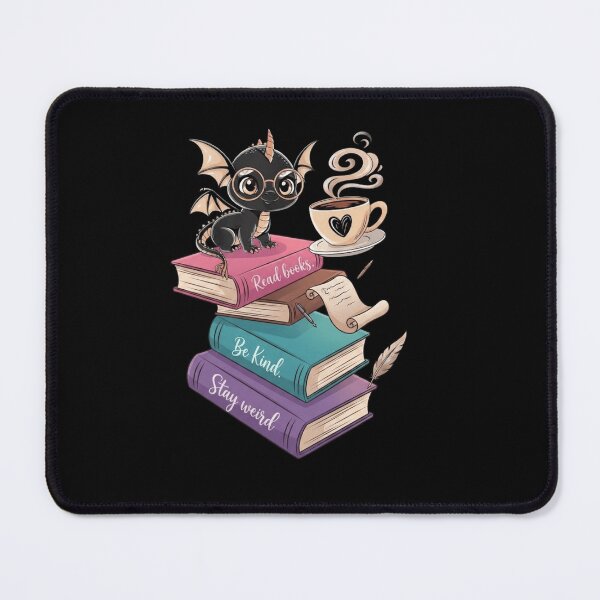 Item preview, Cozy Bookish Dragon With Stack Of Books And Coffee Cup Reading Art designed and sold by Ostericaimusa.
