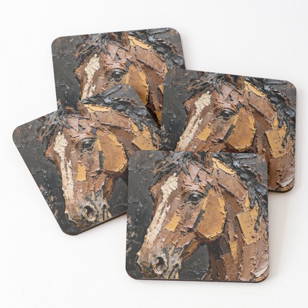 Item preview, Brown Horse Head Impasto Oil Painting designed and sold by KAMOCHI Art.