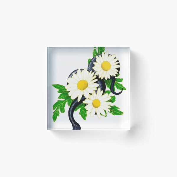 Item preview, Black Snake With White Daisies Floral Art designed and sold by Wild-Misfits.