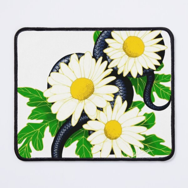 Item preview, Black Snake With White Daisies Floral Art designed and sold by Wild-Misfits.