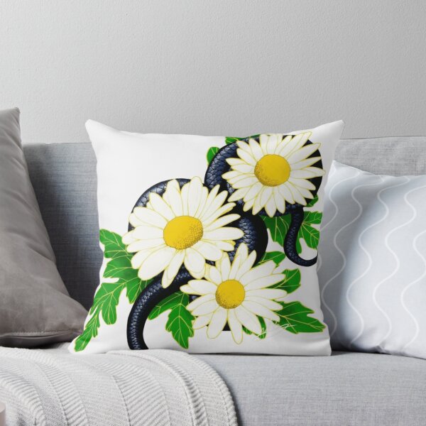Item preview, Black Snake With White Daisies Floral Art designed and sold by Wild-Misfits.