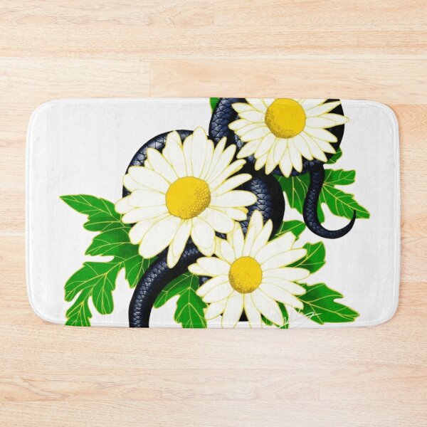 Item preview, Black Snake With White Daisies Floral Art designed and sold by Wild-Misfits.