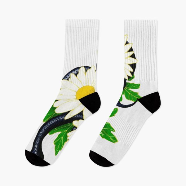 Item preview, Black Snake With White Daisies Floral Art designed and sold by Wild-Misfits.