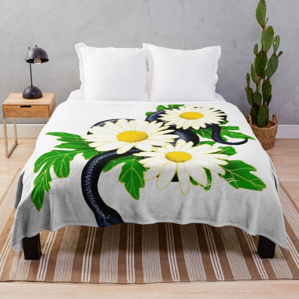 Item preview, Black Snake With White Daisies Floral Art designed and sold by Wild-Misfits.