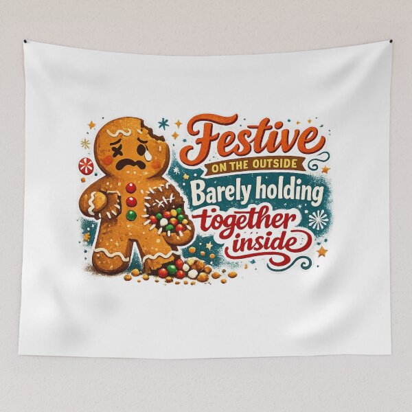 Item preview, Festive on the Outside Barely Holding Together Inside Funny Christmas Gingerbread designed and sold by inkoutninja.