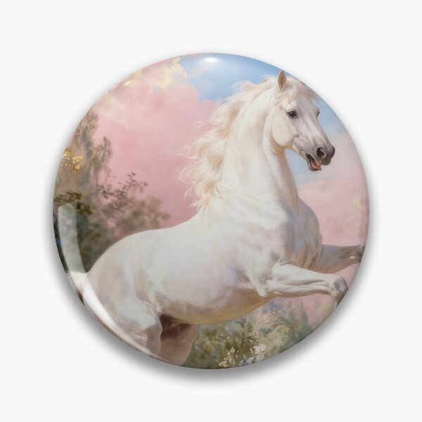 Item preview, White Horse Rearing in Rose Garden Rococo designed and sold by KAMOCHI Art.