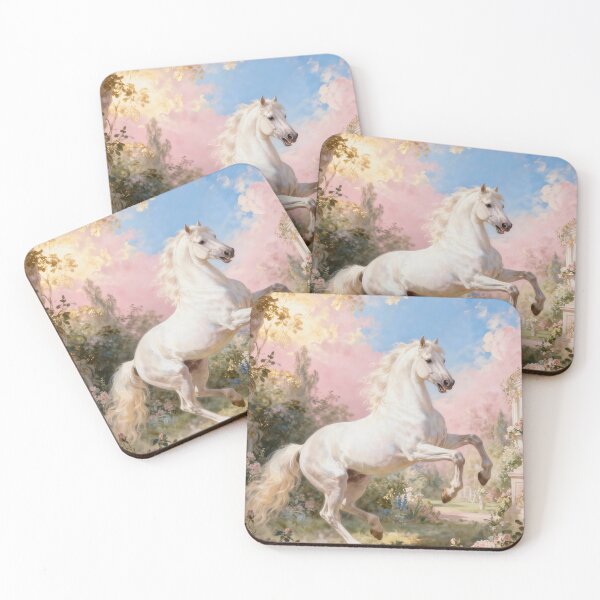 Item preview, White Horse Rearing in Rose Garden Rococo designed and sold by KAMOCHI Art.