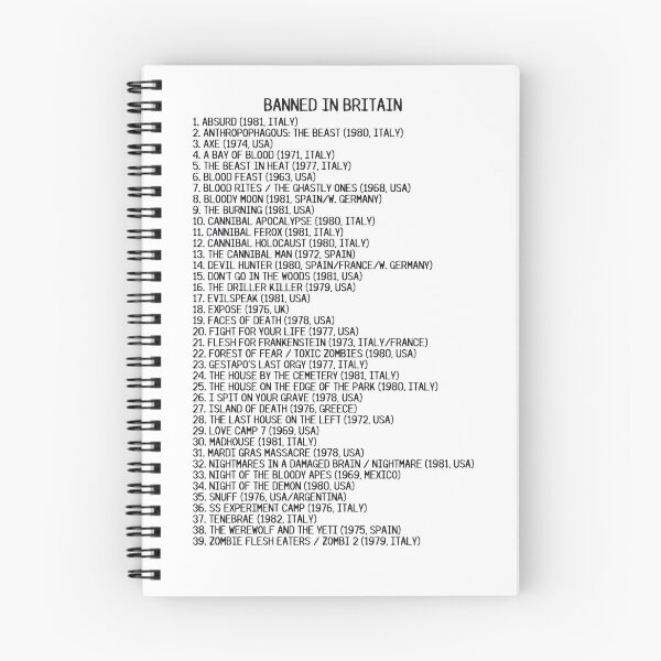 Item preview, Video Nasties — Banned in Britain List designed and sold by The Cosmic Turtle.