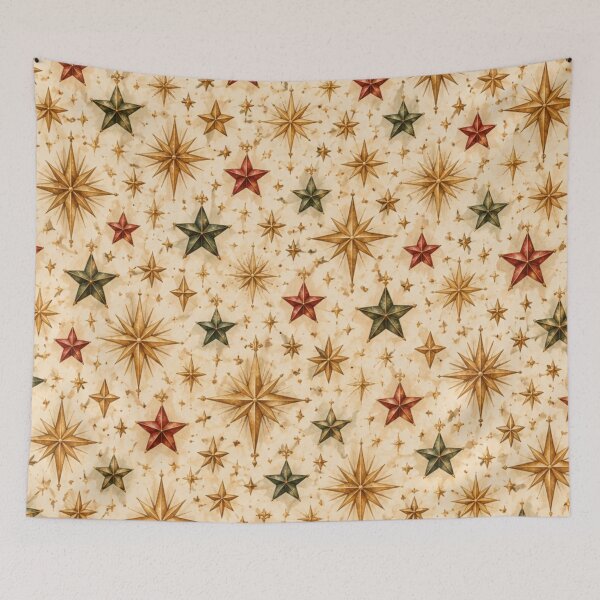 Item preview, Vintage Christmas Stars Gold Red Green designed and sold by mycute-stickers.