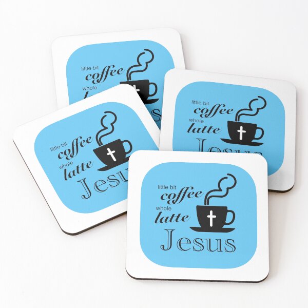 Item preview, Little Bit Coffee Whole Latte Jesus Blue designed and sold by JohnnyForever.