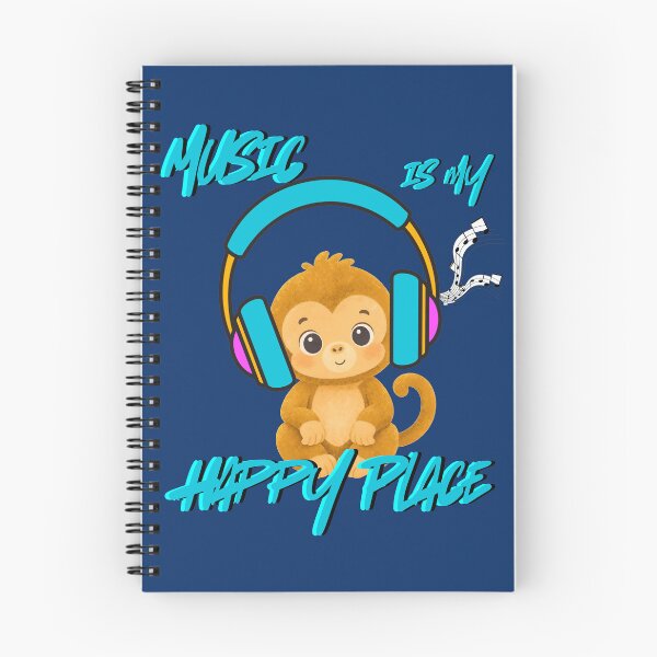 Item preview, Music Is My Happy Place – Cute Baby Monkey with Headphones and Notes Art designed and sold by Evelashop.