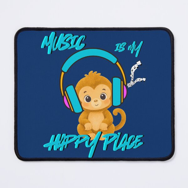 Item preview, Music Is My Happy Place – Cute Baby Monkey with Headphones and Notes Art designed and sold by Evelashop.