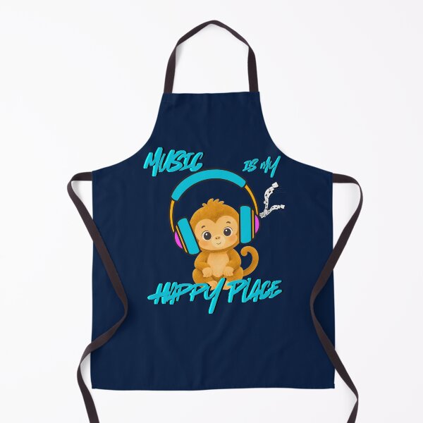 Item preview, Music Is My Happy Place – Cute Baby Monkey with Headphones and Notes Art designed and sold by Evelashop.